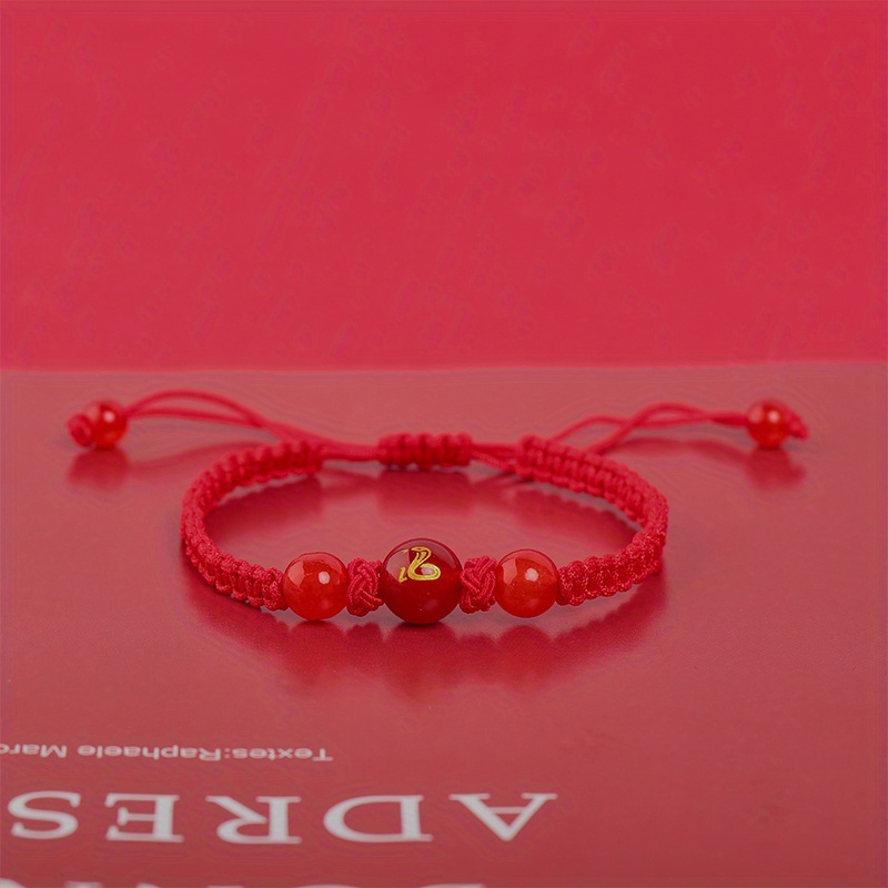 Snake Year Lucky Red Rope Bracelet Zodiac Snake Adjustable